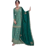 Pakistani Eid Special Sharara Suits Indian Designer sewn Salwar Kameez Dress  Teal Green, XL - 44