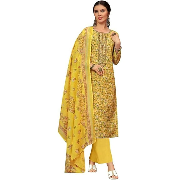 Pakistani Haldi Function Wear Salwar Kameez Suits India Designer Stitched Dress ( Yellow, M - 40 )