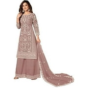 Pakistani Indian Designer Salwar Kameez Suits Ready to Wear Straight Plazzo Outfits  Pink, L - 42