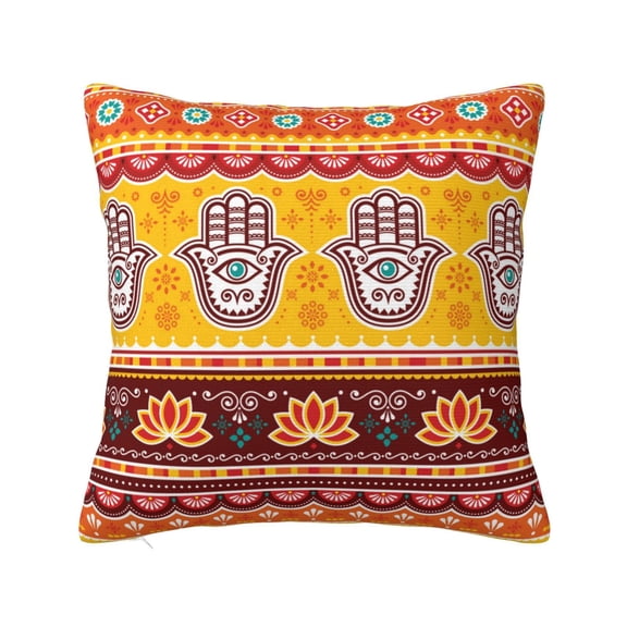 Pakistani Indian Evil Eye Hamsa Hand Decorative Throw Pillow Cases Square Cushion Cover Pillowcases for Couch Bed Living Room 12x12