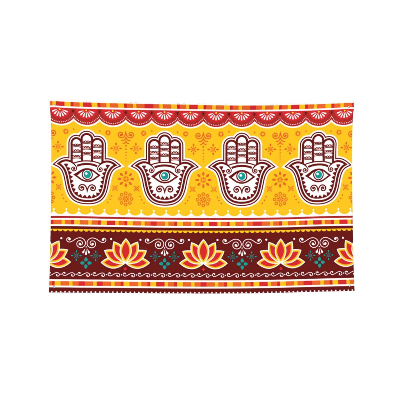 Pakistani Indian Evil Eye Hamsa Hand Four Hole Decorated Banner Flag for Garden Yard Home Decoration Indoor Outdoor 4x6 Ft
