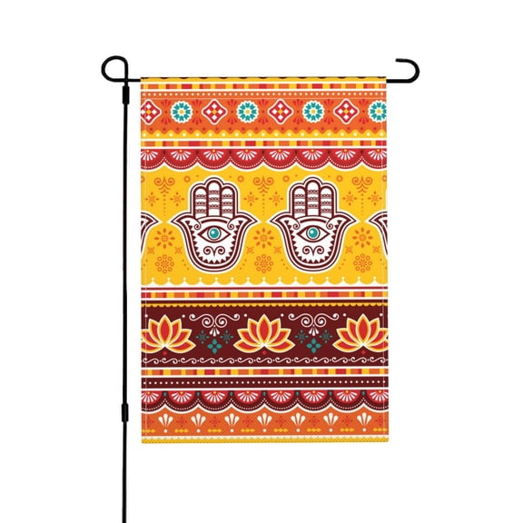 Pakistani Indian Evil Eye Hamsa Hand Garden Flag Outdoor House Flags 12 X 18 Inch Banner Yard Home Decoration