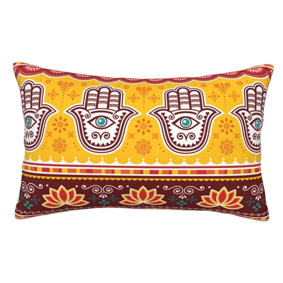 Pakistani Indian Evil Eye Hamsa Hand Pillowcase 14x20 Rectangle Throw Pillow Case Cover Cushion with Hidden Zipper for Sofa Couch Car