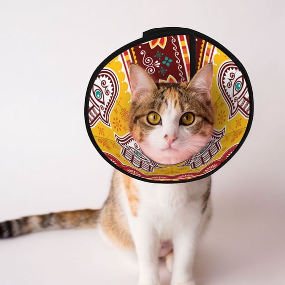 Pakistani Indian Evil Eye Hamsa Hand Soft Pet Recovery Collar for Cats Small Dogs, Protective Elizabeth Collar for Post-Surgery, Anti-Lick & Anti-Scratch