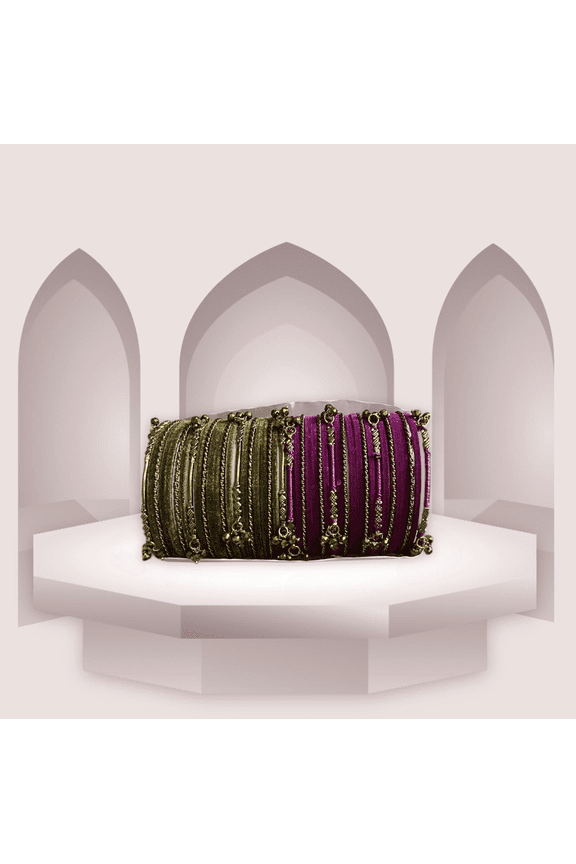 Pakistani Indian Traditional Glass Bangles Bollywood 2.25 Size Wedding purple green gold dewali eid