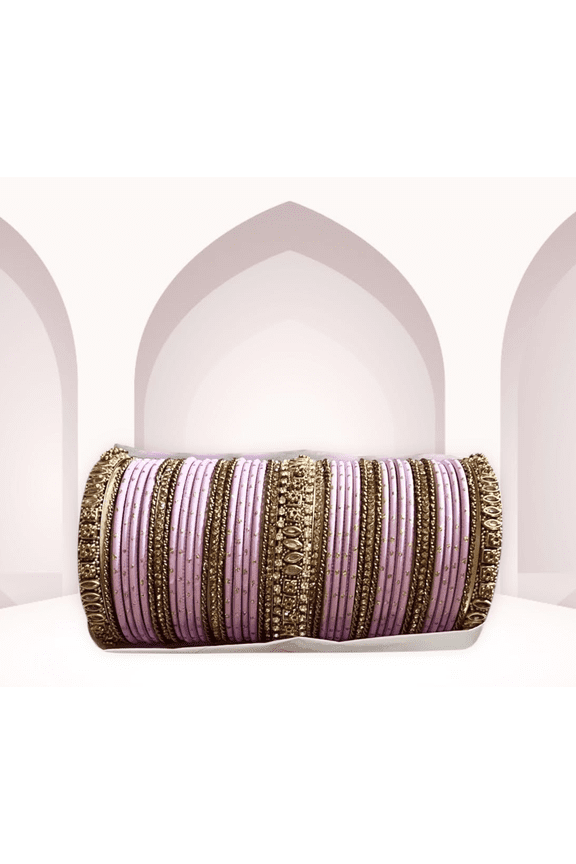 Pakistani Indian Traditional Glass Bangles Bollywood 2.25 Size Wedding purple lavender Lilac gold dewali eid