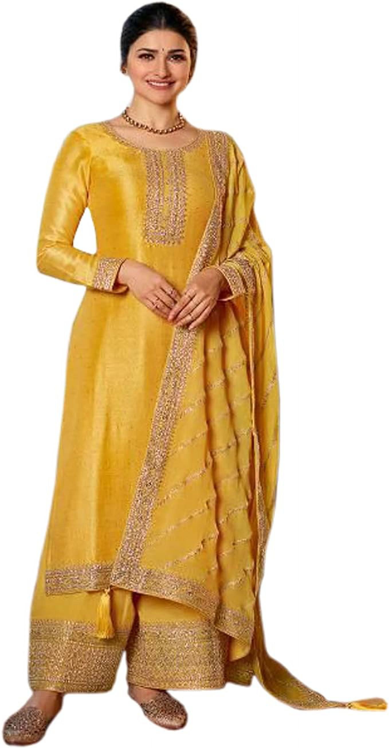Pakistani Party Wear Salwar Kameez Dresses Indian Designer Sewn Palazzo Suits Yellow 4XL 50 Walmart
