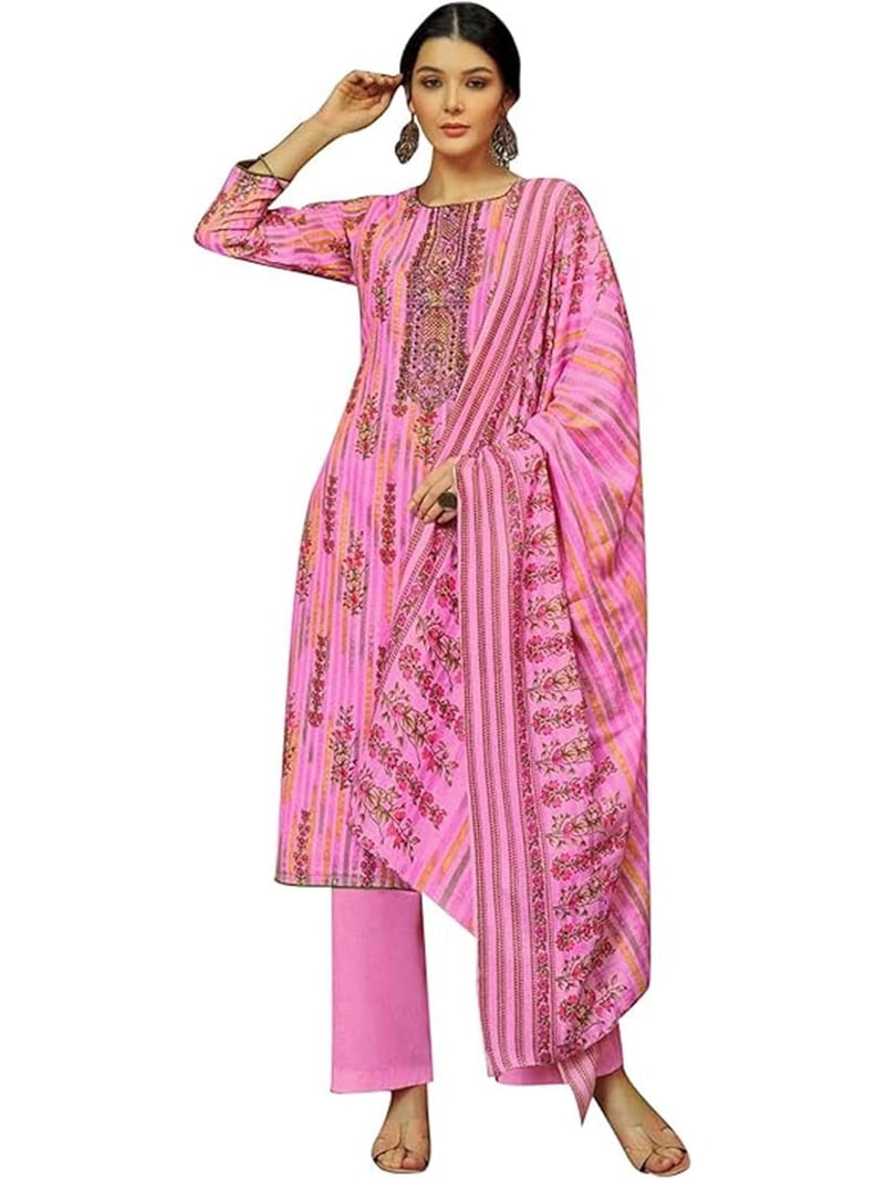 slim fit dress slacks Salwar Suit Cotton Pink Fancy Work Salwar Kameez – Kajols main image 1