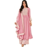 Pakistani Roka Nikah Wear Designer Plazzo Outfits Indian Sewn Salwar Kameez Suits  Light Pink, S - 38