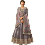 Pakistani Shalwar Kameez Dress Traditional Wear Indian Designer Anarkali Gown Suits ( Gray, XXS - 34 )