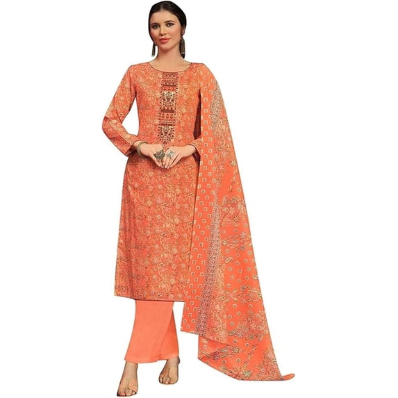 Pakistani Stitched Plazo Pant Suits Indian Ethnic Party Wear Salwar Kameez Dress ( Orange, XXL - 46 )