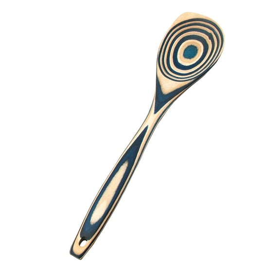 Pakkawood Wooden Cooking Spoon, Colorful and Durable 12 Inch Corner Spoon, Stain Odor and Heat Resistant, Blue