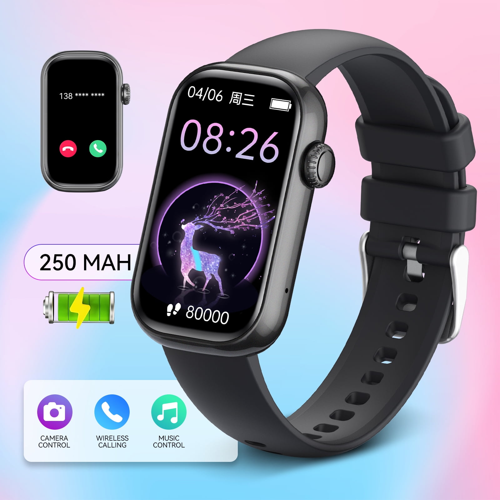 Pakrys QS50 Smart Watch for Women with 1.47” Full Touch Screen Smartwatch with Bluetooth Call 100+ Sports Modes Fitness Tracker with IP68 Waterproof for iOS Android