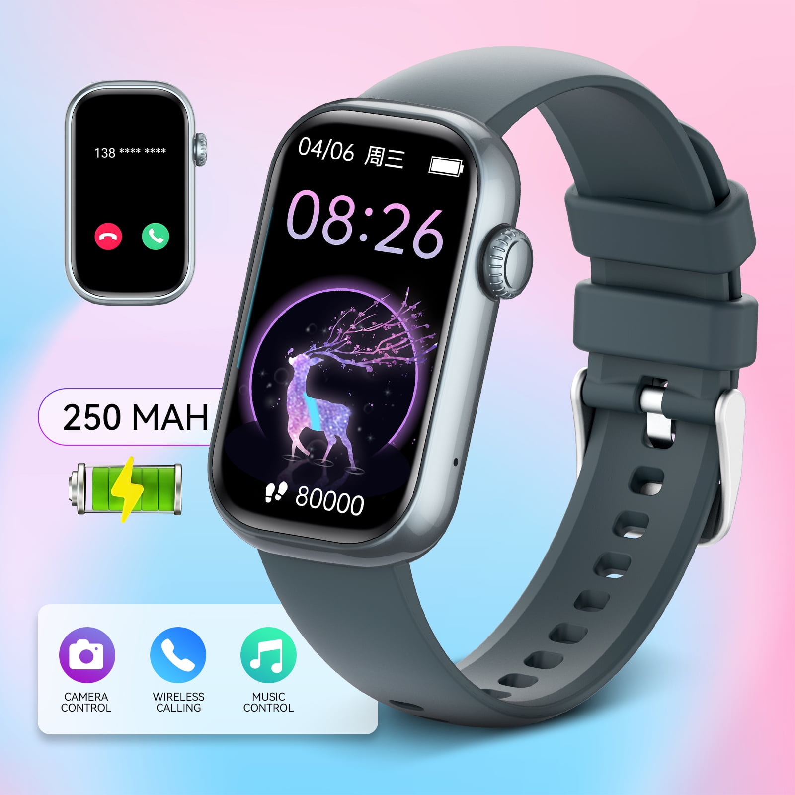 Pakrys QS50 Smart Watch for Women with 1.47” Full Touch Screen Smartwatch with Bluetooth Call 100+ Sports Modes Fitness Tracker with IP68 Waterproof for iOS Android
