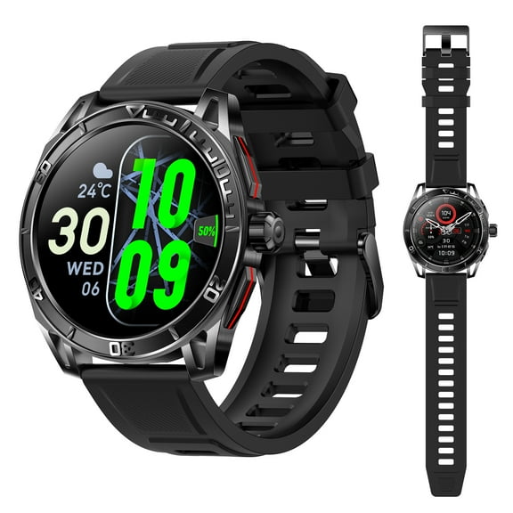 Pakrys Smart Watch for Men AMOLED Always on Outdoor Tactical, 1.43 Big Screen IP68 Waterproof Fitness Watch with Heart Rate Sleep Tracker Rugged Bluetooth Smartwatch for iOS Android
