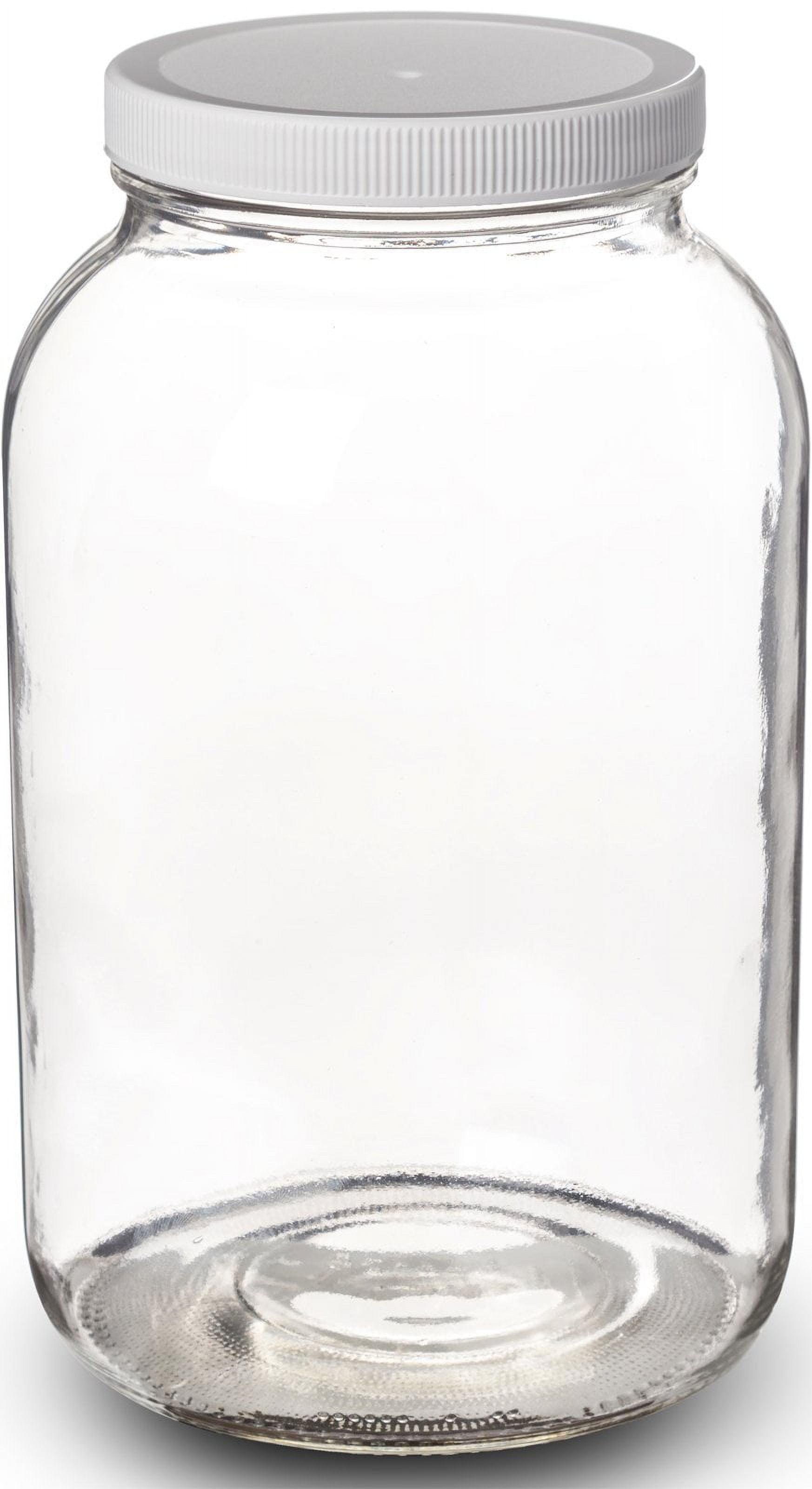 1 Gal Glass Jar With Lid Wide Mouth Airtight Plastic Pour Spout Lids Bulk-Dr