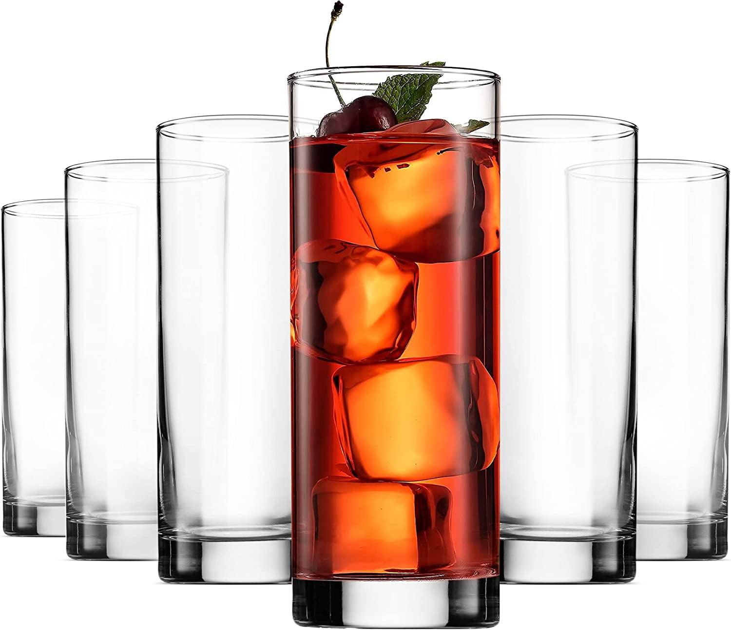 Paksh Novelty Italian Highball Glasses [Set of 6] Clear Heavy Base Tall Bar  Glass - Drinking Glasses for Water, Juice, Beer, Wine, Whiskey, and  Cocktails, 13 Ounce Cups 