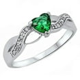 thumbnail image 1 of Pakuna: 0.6ct Heart-cut Emerald Ice CZ Crossover Infinity Promise Ring Sterling Silver sz 6.5, 1 of 1