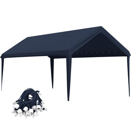 Pakunoda 10' X 20' Carport Canopy Replacement Cover, Portable Car Garage Shelter Party Top Tent with 34PC Ball Bungees, Navy Blue (Only Cover, Frame Not Included)