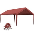 thumbnail image 1 of Pakunoda 12' X 20' Carport Canopy Replacement Cover, Portable Car Garage Shelter Party Top Tent with 34PC Ball Bungees, Fuchsia Red (Only Cover, Frame Not Included), 1 of 8