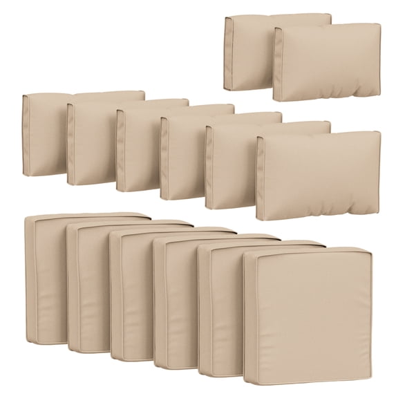 Pakunoda 14 Pcs Patio Outdoor Cushion Covers Replacement Slipcovers with Zipper Non-Slip for Garden Furniture Sofa Chair 3 Size Protector, Cover Only, Sand