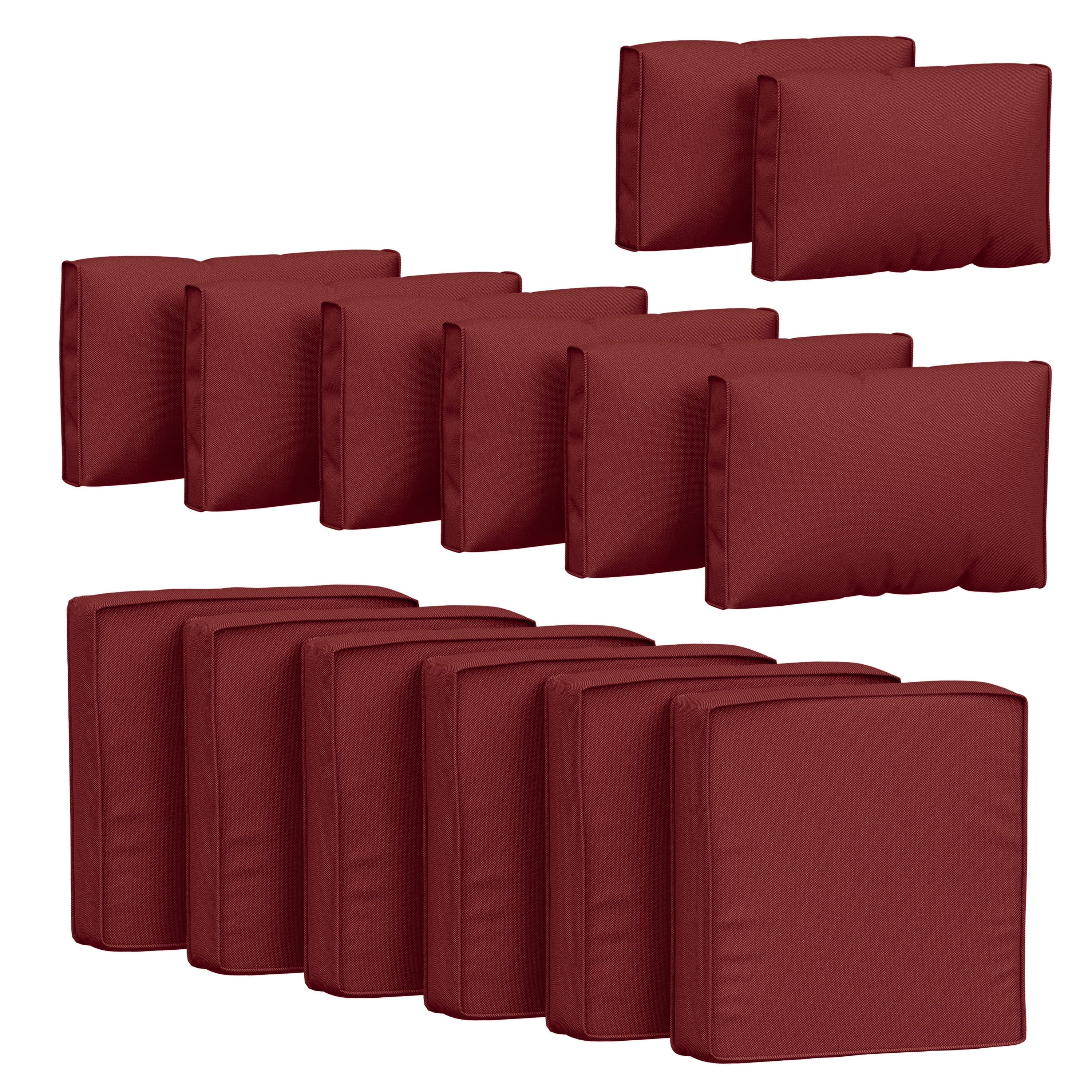 Pakunoda 14 Pcs Patio Outdoor Cushion Covers Replacement Slipcovers with Zipper Non-Slip for Garden Furniture Sofa Chair 3 Size Protector, Cover Only, Burgundy