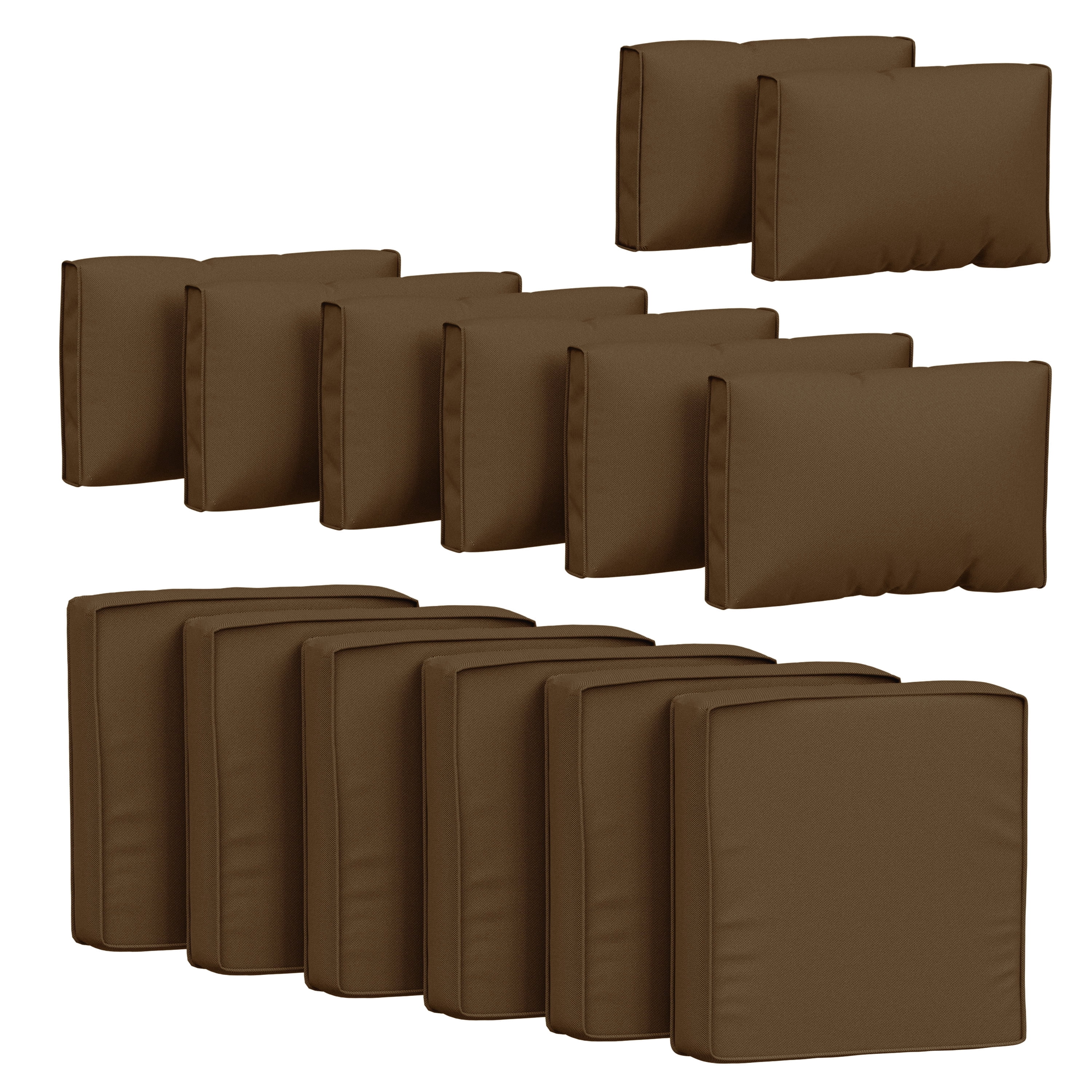 Pakunoda 14 Pcs Patio Outdoor Cushion Covers Replacement Slipcovers with Zipper Non-Slip for Garden Furniture Sofa Chair 3 Size Protector, Cover Only, Chocolate