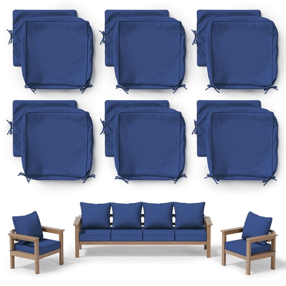 Pakunoda 19" x 19" Outdoor Deep Seat Cushion Replacement Slipcovers, 6 Set of Waterproof Patio Furniture Cushion Covers, Outdoor Cushion Covers with Zipper for Patio Furniture, Blue