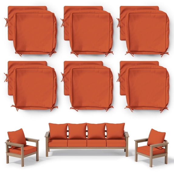 Pakunoda 19" x 19" Outdoor Deep Seat Cushion Replacement Slipcovers, 6 Set of Waterproof Patio Furniture Cushion Covers, Outdoor Cushion Covers with Zipper for Patio Furniture, Orange
