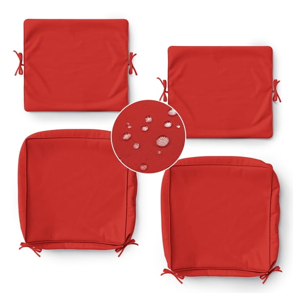 Pakunoda 19" x 19" Patio Furniture Cushion Covers, 2 Set of Waterproof Outdoor Deep Seat Cushion Replacement Slipcovers, Outdoor Cushion Covers with Zipper for Patio Furniture, Red