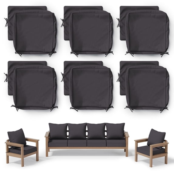 Pakunoda 22" X 22" Outdoor Deep Seat Cushion Replacement Slipcovers, 6 Set of Waterproof Patio Furniture Cushion Covers, Outdoor Cushion Covers with Zipper for Patio Furniture, Grey