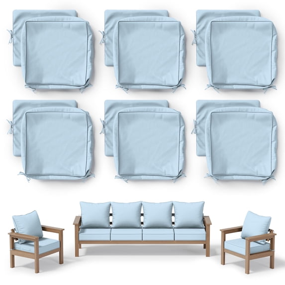Pakunoda 22" X 22" Outdoor Deep Seat Cushion Replacement Slipcovers, 6 Set of Waterproof Patio Furniture Cushion Covers, Outdoor Cushion Covers with Zipper for Patio Furniture, Sky Blue