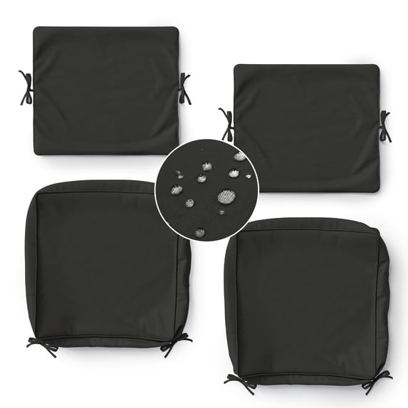 Pakunoda 22" X 22" Patio Furniture Cushion Covers, 2 Set of Waterproof Outdoor Deep Seat Cushion Replacement Slipcovers, Outdoor Cushion Covers with Zipper for Patio Furniture, Black
