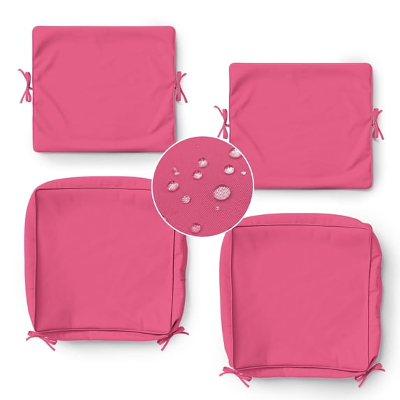 Pakunoda 22" X 22" Patio Furniture Cushion Covers, 2 Set of Waterproof Outdoor Deep Seat Cushion Replacement Slipcovers, Outdoor Cushion Covers with Zipper for Patio Furniture, Pink