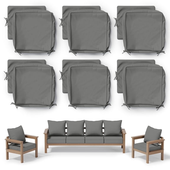 Pakunoda 22" X 24" Outdoor Deep Seat Cushion Replacement Slipcovers, 6 Set of Waterproof Patio Furniture Cushion Covers, Outdoor Cushion Covers with Zipper for Patio Furniture, Light Grey