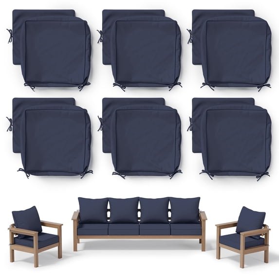 Pakunoda 24" X 24" Outdoor Deep Seat Cushion Replacement Slipcovers, 6 Set of Waterproof Patio Furniture Cushion Covers, Outdoor Cushion Covers with Zipper for Patio Furniture, Navy Blue