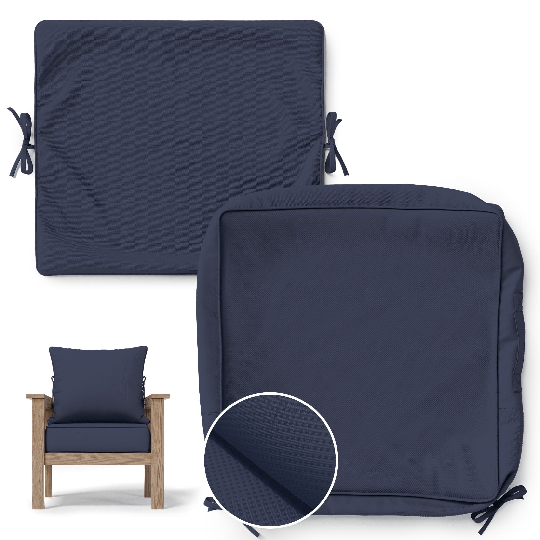 Pillow Perfect Outdoor/Indoor Fresco Black Squared Corners Seat