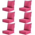 thumbnail image 1 of Pakunoda 6 Set of Outdoor Deep Seat Cushion with Backrest, 24" x 24" x 6.5" Waterproof Patio Chair Replacement Cushion for Sofa Couch, Pink, 1 of 8