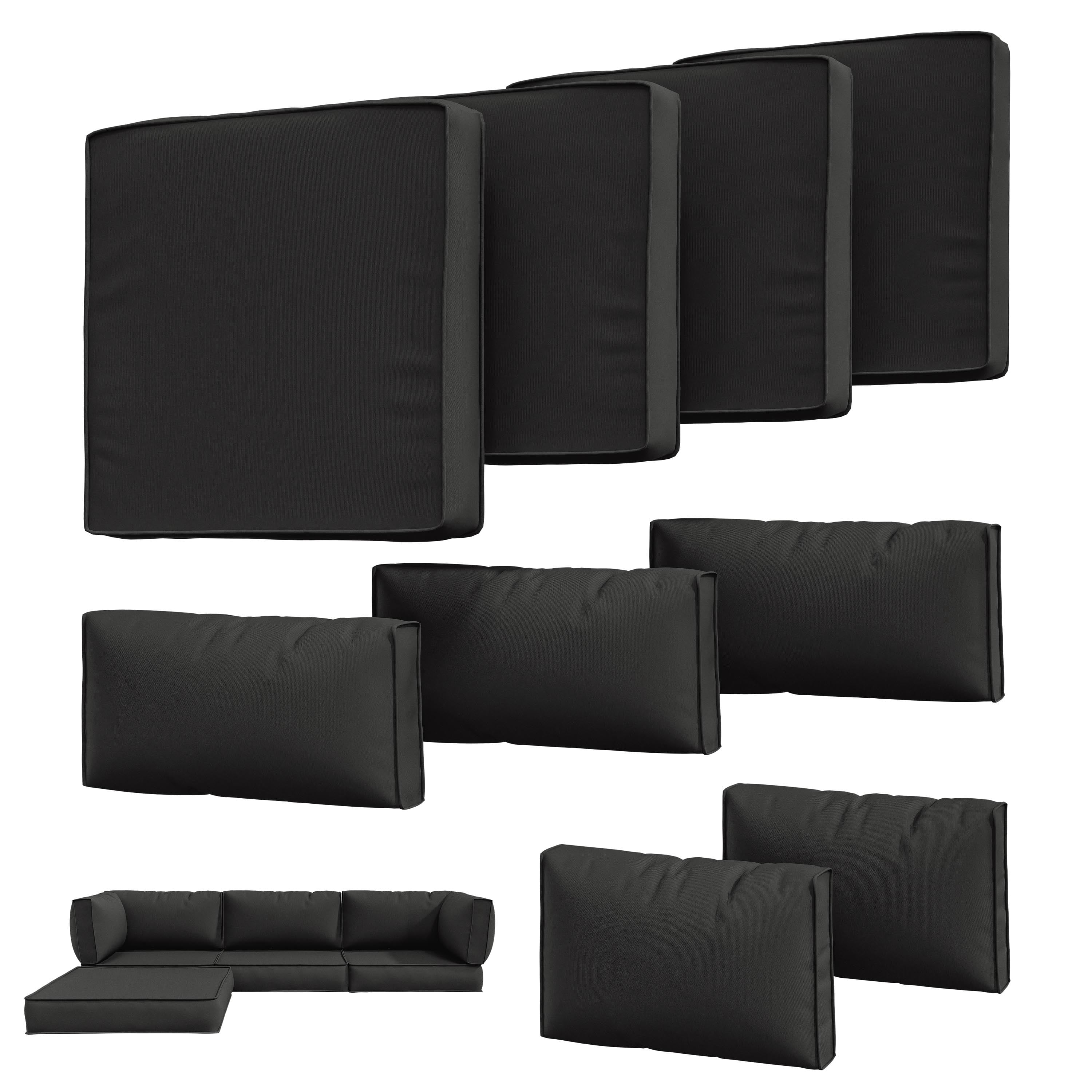 Pakunoda 9Pcs Outdoor Cushion Covers for Patio Furniture, Washable Reusable Outdoor Slipcovers for Cushions Replacement Cover with Zipper for Sofa Couch, Cover Only, Black