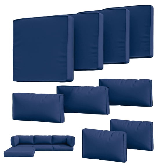 Pakunoda 9Pcs Outdoor Cushion Covers for Patio Furniture, Washable Reusable Outdoor Slipcovers for Cushions Replacement Cover with Zipper for Sofa Couch, Cover Only, Blue