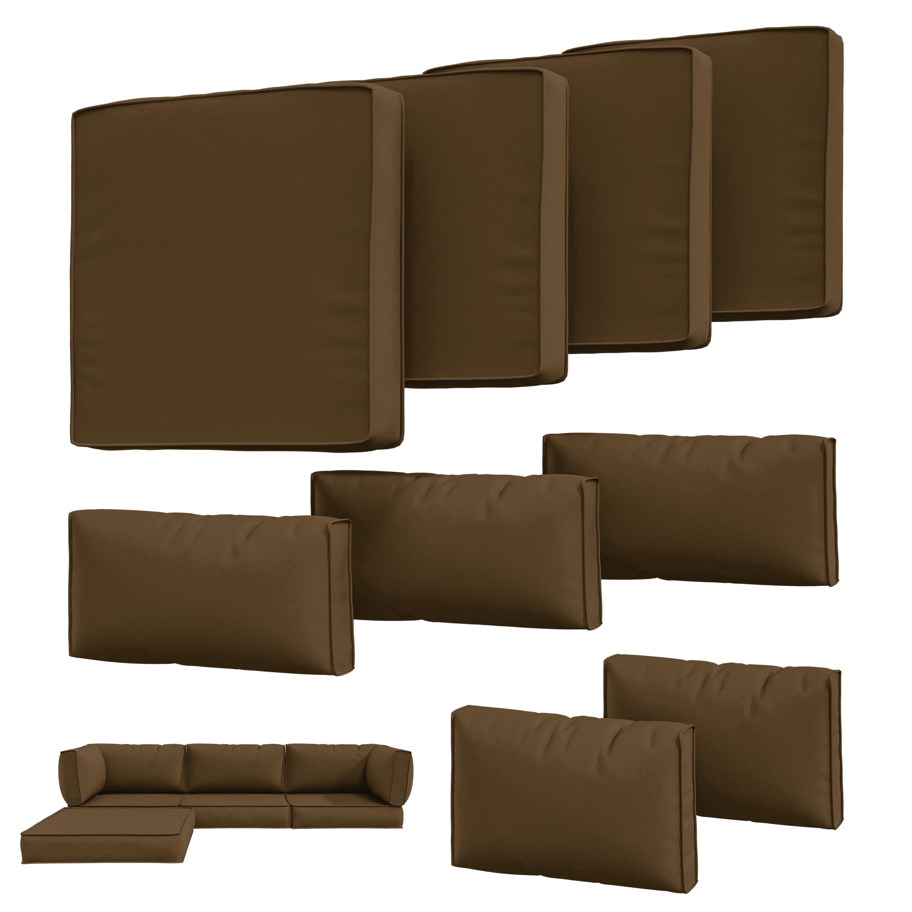 Pakunoda 9Pcs Outdoor Cushion Covers for Patio Furniture, Washable Reusable Outdoor Slipcovers for Cushions Replacement Cover with Zipper for Sofa Couch, Cover Only, Chocolate