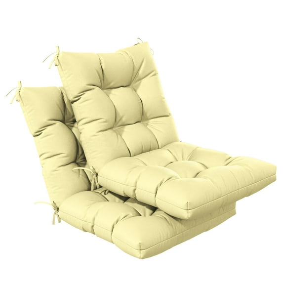 Pakunoda Chairs Cushions 42" X 21" Tufted Non Slip Pad Seat and Seatback 2 Set Cushion with Ties for Patio Outdoor & Indoor Rocking Chair, Light Yellow