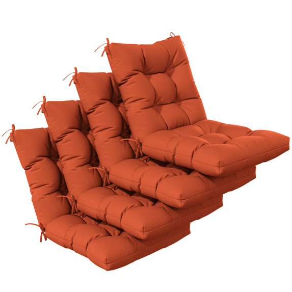 Pakunoda Chairs Cushions 42" X 21" Tufted Non Slip Pad Seat and Seatback 4 Set Cushion with Ties for Patio Outdoor & Indoor Rocking Chair, Orange