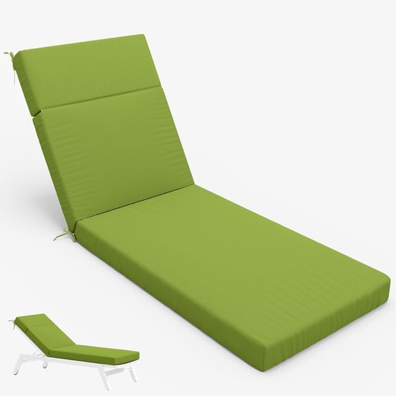 Pakunoda Chaise Lounge Cushions 72" x 21" x 4" Outdoor High-Density Foam Patio Furniture Lounger Replacement Cushions with Zipper Ties Water-Resistant for Pool, Grass Green
