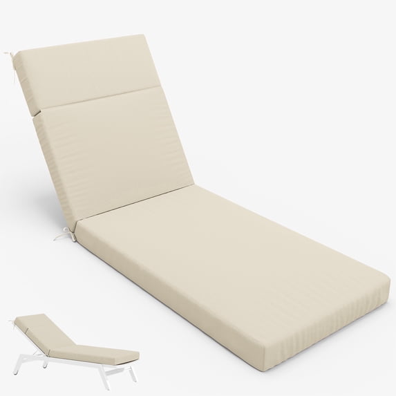 Pakunoda Chaise Lounge Cushions 80" x 26" x 4" Outdoor High-Density Foam Patio Furniture Lounger Replacement Cushions with Zipper Ties Water-Resistant for Pool, Cream