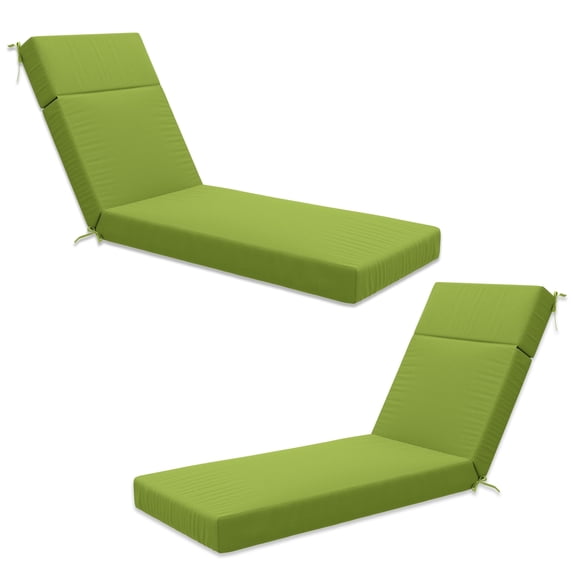 Pakunoda Chaise Lounge Cushions Set of 2, 72" x 21" x 4" Outdoor High-Density Foam Patio Furniture Lounger Replacement Cushions with Zipper Ties Water-Resistant for Pool, Grass Green
