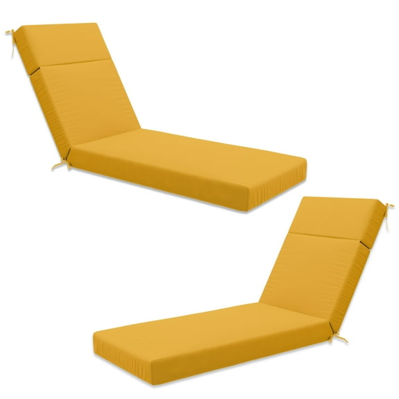 Pakunoda Chaise Lounge Cushions Set of 2, 72" x 21" x 4" Outdoor High-Density Foam Patio Furniture Lounger Replacement Cushions with Zipper Ties Water-Resistant for Pool, Yellow