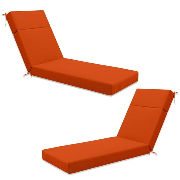 Pakunoda Chaise Lounge Cushions Set of 2, 72" x 21" x 4" Outdoor High-Density Foam Patio Furniture Lounger Replacement Cushions with Zipper Ties Water-Resistant for Pool, Orange
