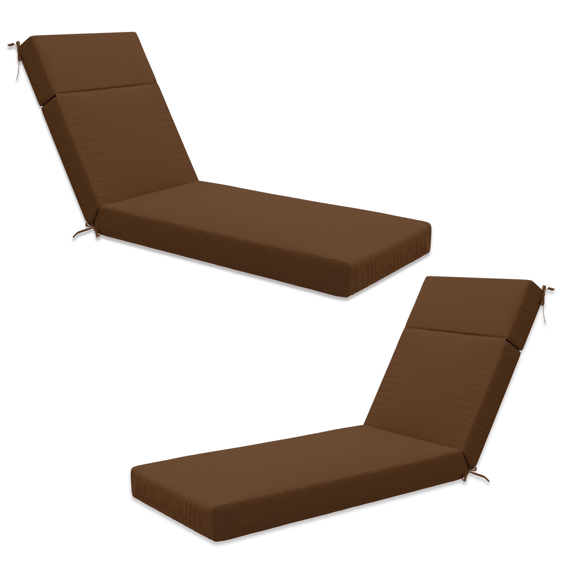 Pakunoda Chaise Lounge Cushions Set of 2, 72" x 21" x 4" Outdoor High-Density Foam Patio Furniture Lounger Replacement Cushions with Zipper Ties Water-Resistant for Pool, Chocolate