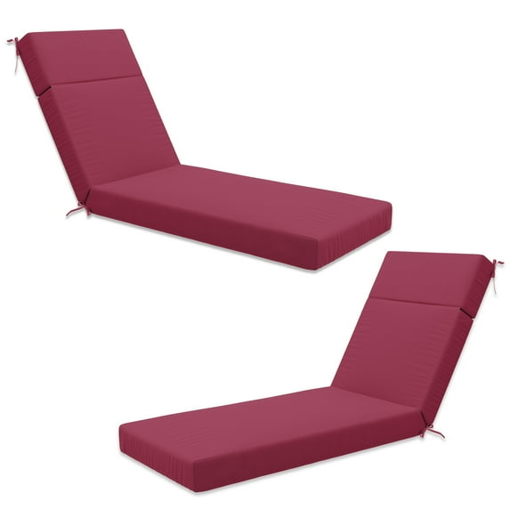 Pakunoda Chaise Lounge Cushions Set of 2, 72" x 21" x 4" Outdoor High-Density Foam Patio Furniture Lounger Replacement Cushions with Zipper Ties Water-Resistant for Pool, Fuchsiared